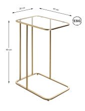 Beistelltisch >24741< in gold, Metall, Sicherheitsglas 5 mm - 45x65x30cm (BxHxT)
