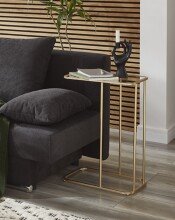 Beistelltisch >24741< in gold, Metall, Sicherheitsglas 5 mm - 45x65x30cm (BxHxT)