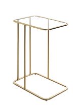 Beistelltisch >24741< in gold, Metall, Sicherheitsglas 5 mm - 45x65x30cm (BxHxT)