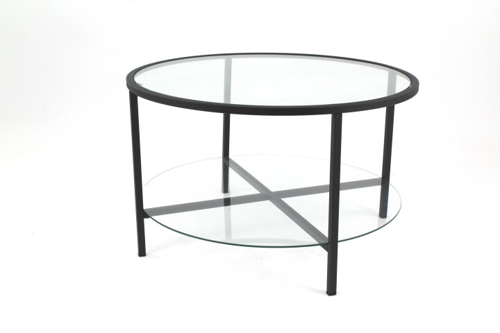 Couchtisch >2074< in Schwarz, Glas Metall - 75x45x75cm (BxHxD)