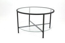 Couchtisch >2074< in Schwarz, Glas Metall -...