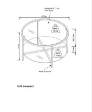 Couchtisch >2074< in Schwarz, Glas Metall - 75x45x75cm (BxHxD)
