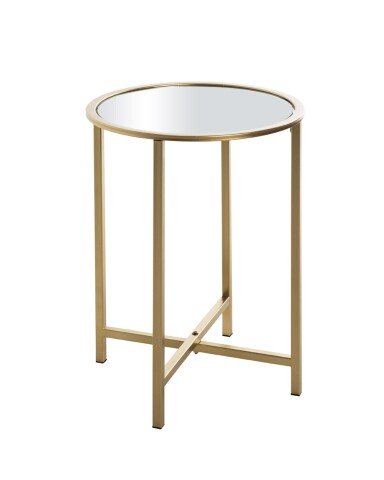 Beistelltisch >24742< in gold, Metall, Spiegel 5 mm - 53x39cm (HxD)