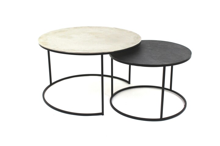 Couchtisch >2089< in Silber/Schwarz, Eisen - 62x62cm (BxH)