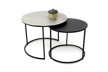 Couchtisch >2089< in Silber/Schwarz, Eisen - 62x62cm (BxH)
