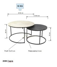 Couchtisch >2089< in Silber/Schwarz, Eisen - 62x62cm (BxH)
