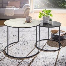 Couchtisch >2089< in Silber/Schwarz, Eisen - 62x62cm (BxH)