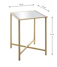Beistelltisch >24743< in gold, Metall, Spiegel 5 mm - 39x53x39cm (BxHxT)