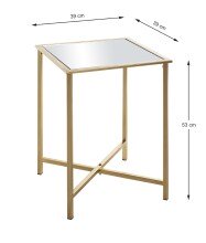 Beistelltisch >24743< in gold, Metall, Spiegel 5 mm - 39x53x39cm (BxHxT)