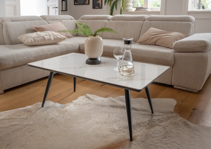 Couchtisch >2120-19< in Keramik Hochglanz - 60x110x42x60 (LxBxHxT)