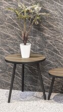 Beistelltisch >24865< in schwarz-eiche, MDF, Metall - 52x50cm (HxD)