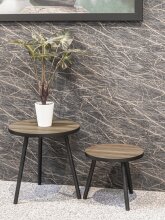 Beistelltisch >24865< in schwarz-eiche, MDF, Metall - 52x50cm (HxD)