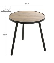 Beistelltisch >24865< in schwarz-eiche, MDF, Metall - 52x50cm (HxD)