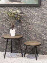 Beistelltisch >24866< in schwarz-eiche, MDF, Metall - 36x40cm (HxD)
