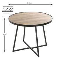 Beistelltisch >24867< in schwarz-eiche, MDF, Metall - 48x60cm (HxD)