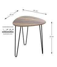 Beistelltisch >24869< in schwarz-eiche, MDF, Metall - 40x43x40cm (BxHxT)