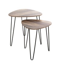 Beistelltisch >24869< in schwarz-eiche, MDF, Metall - 40x43x40cm (BxHxT)