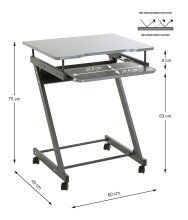 Computertisch >24889< in anthrazit, MDF, Metall - 60x75x49cm (BxHxT)