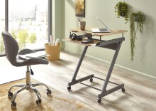 Computertisch >24989< in anthrazit-eiche, MDF, Metall - 60x75x49cm (BxHxT)