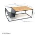 Couchtisch >2131< in Eiche Massiv, Gestell eisen Schwarz - 109x40x60cm (BxHxT)