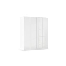 Drehtürenschrank >Modesty < in Kristallweißglas / alpinweiß - 181x210x54 (BxHxT)