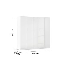 Drehtürenschrank >Modesty < in Kristallweißglas / alpinweiß - 226x210x54 (BxHxT)