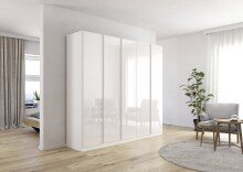 Drehtürenschrank >Monostar < in Kristallweißglas / alpinweiß - 226x210x54 (BxHxT)