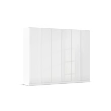 Drehtürenschrank >Modesty < in Kristallweißglas / alpinweiß - 271x210x54 (BxHxT)