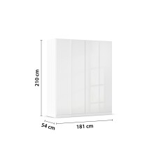 Drehtürenschrank >Modesty < in Kristallweißglas / alpinweiß - 181x210x54 (BxHxT)