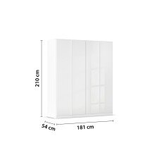 Drehtürenschrank >Modesty < in Kristallweißglas / alpinweiß - 181x210x54 (BxHxT)