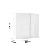 Drehtürenschrank >Modesty < in Kristallweißglas / alpinweiß - 226x210x54 (BxHxT)