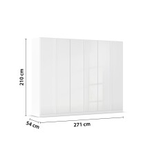 Drehtürenschrank >Modesty < in Kristallweißglas / alpinweiß - 271x210x54 (BxHxT)