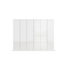 Drehtürenschrank >Monostar < in Kristallweißglas / alpinweiß - 271x210x54 (BxHxT)