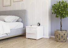 Nachtkommode >Modesty < (2er-Set) in Kristallweißglas / alpinweiß - 47x43x43cm B/H/T
