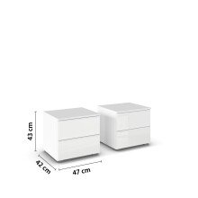 Nachtkommode >Modesty < (2er-Set) in Kristallweißglas / alpinweiß - 47x43x43cm B/H/T