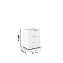 Nachtkommode >Modesty < in Kristallweißglas / alpinweiß - 47x62x42 (BxHxT)