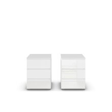 Nachtkommode >Modesty < (2er-Set) in Kristallweißglas / alpinweiß - 47x62x42cm B/H/T