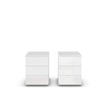 Nachtkommode >Monostar < (2er-Set) in Kristallweißglas / alpinweiß - 47x62x42cm B/H/T