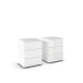 Nachtkommode >Monostar < (2er-Set) in Kristallweißglas / alpinweiß - 47x62x42cm B/H/T