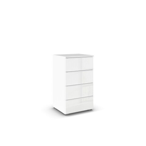 Kommode >Modesty < in Kristallweißglas / alpinweiß - 47x81x42 (BxHxT)