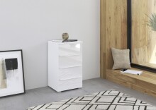 Kommode >Modesty < in Kristallweißglas / alpinweiß - 47x81x42 (BxHxT)