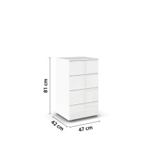 Kommode >Modesty < in Kristallweißglas / alpinweiß - 47x81x42 (BxHxT)