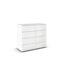 Kommode >Modesty < in Kristallweißglas / alpinweiß - 93x81x42 (BxHxT)