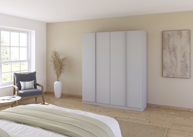 Drehtürenschrank >Monostar< in seidengrau aus Holzwerkstoff - 181x210x54 (BxHxT)