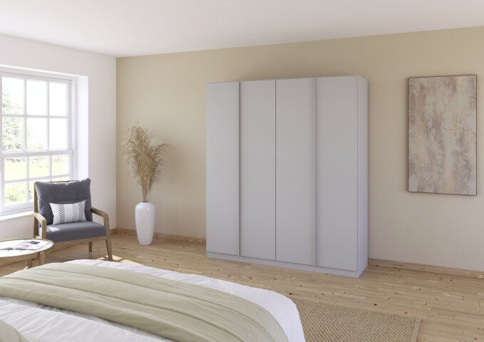 Drehtürenschrank >Monostar< in seidengrau aus Holzwerkstoff - 181x210x54 (BxHxT)