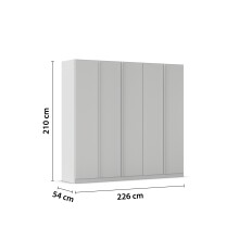 Drehtürenschrank >Modesty< in seidengrau aus Holzwerkstoff - 226x210x54 (BxHxT)