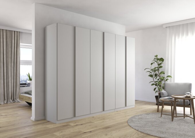 Drehtürenschrank >Modesty< in seidengrau aus Holzwerkstoff - 271x210x54 (BxHxT)