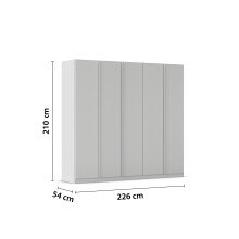 Drehtürenschrank >Modesty< in seidengrau aus Holzwerkstoff - 226x210x540 (BxHxT)