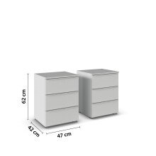 Nachtkommode >Modesty< (2er-Set) in seidengrau - 47x62x42 (BxHxT)
