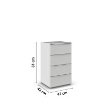Kommode >Modesty< in seidengrau aus Holzwerkstoff - 47x81x42cm (BxHxT)